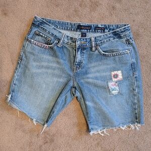 Aeropostale Denim Jean Cut Off Shorts Floral Embroidered Patches Embellished 5/6